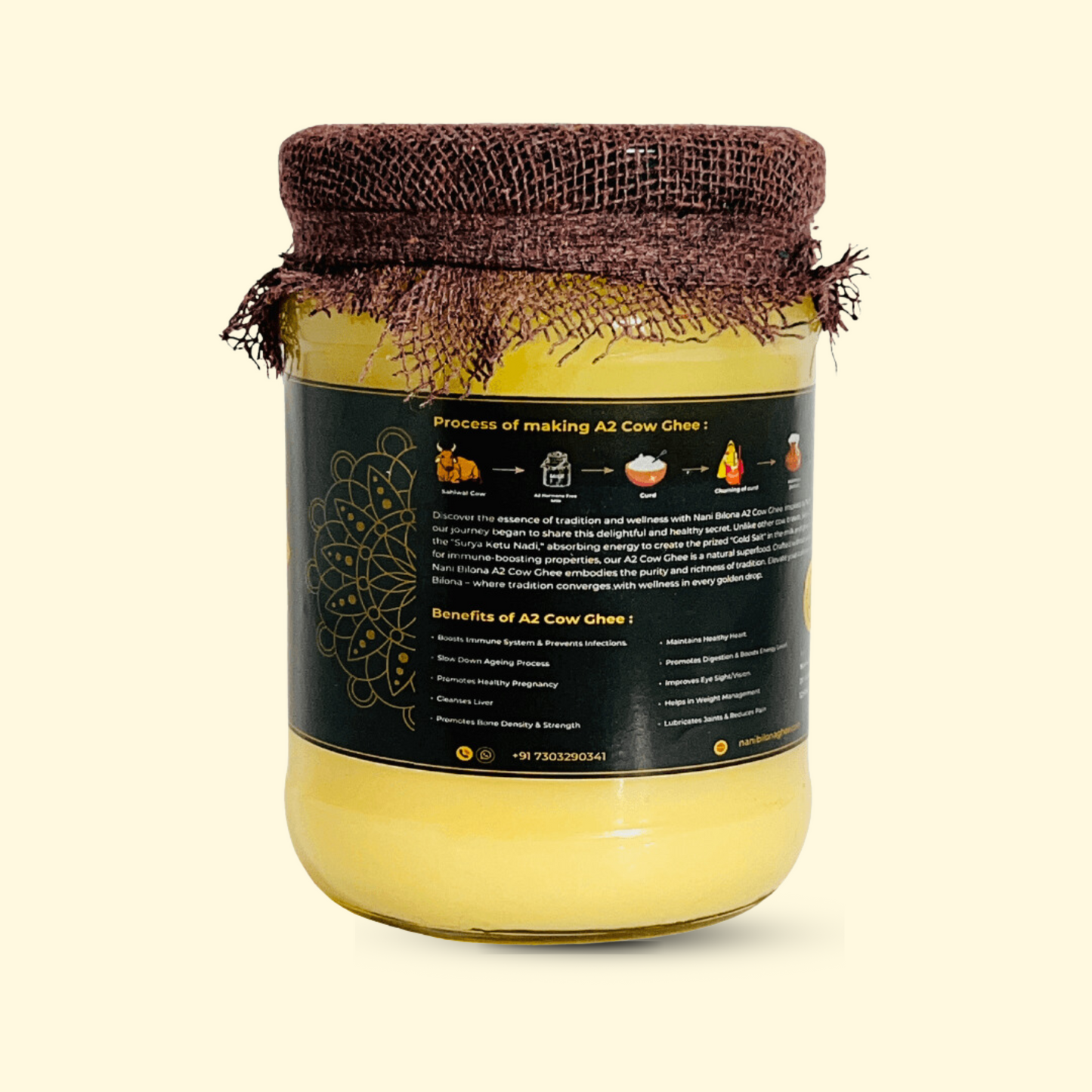 A2 Organic Cow Ghee | Ayurvedic bilona method | 500ML